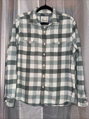 American Eagle Outfitters Green and White Check Button-Down Shirt